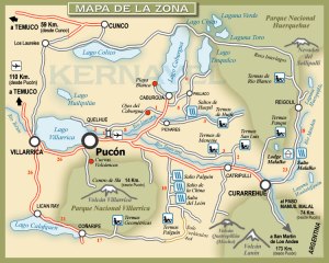 mapa da região de Pucón (reprodução de imagem da Internet)